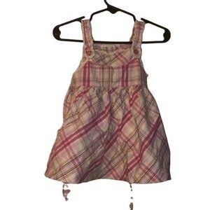 Izod Pink Plaid Sleeveless Baby Girls Dress With Button Accents Size 12M